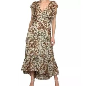 Anthropologie Drew Medium Terra Dress Vintage Garden Floral Paisley Wrap #KL4-7‎